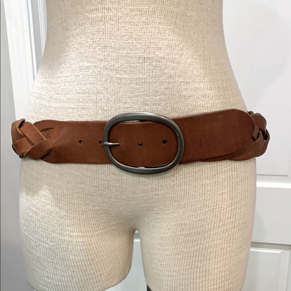 American Eagle sz M brown leather braided woven festival boho belt